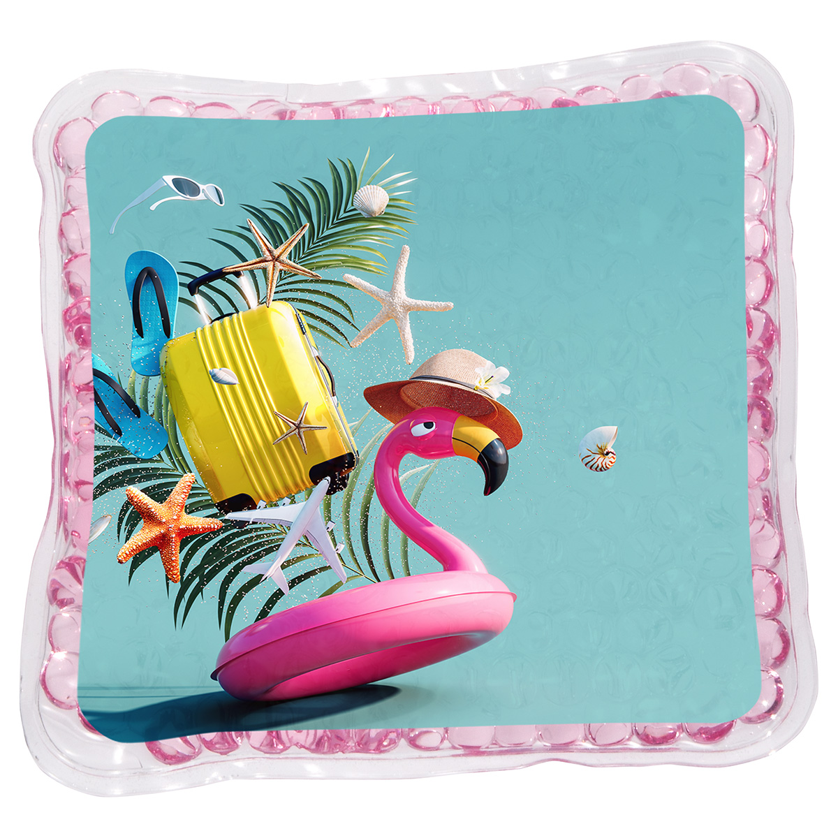 Pink Flamingo Tube Square Aqua Pearls™ Hot/Cold Pack 5