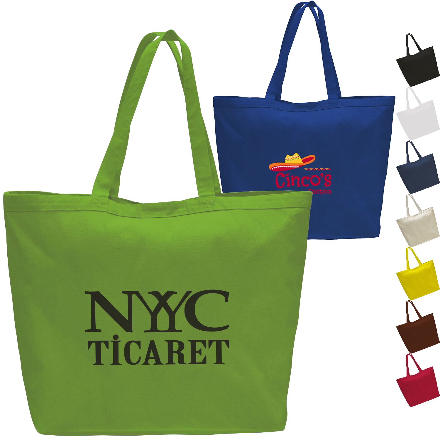 12 oz. Cotton Canvas Big Tote Bag USA Decorated (23" x 17") 1