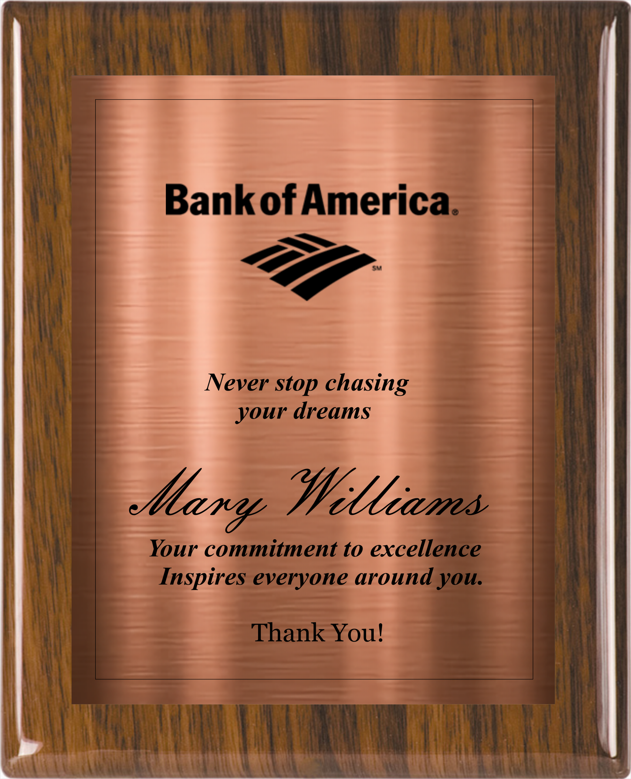 Walnut Piano Wood Plaque w/Choice of Single Engraved Plate 17