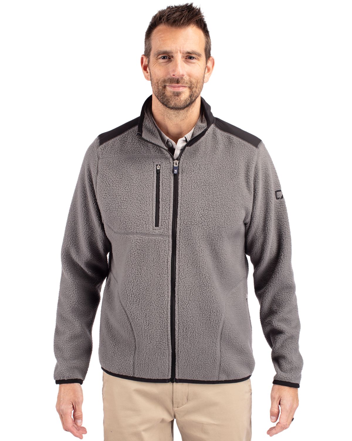 Cutter & Buck Cascade Epic Comfort Recycled Sherpa Fleece Mens Full Zip Jacket 29