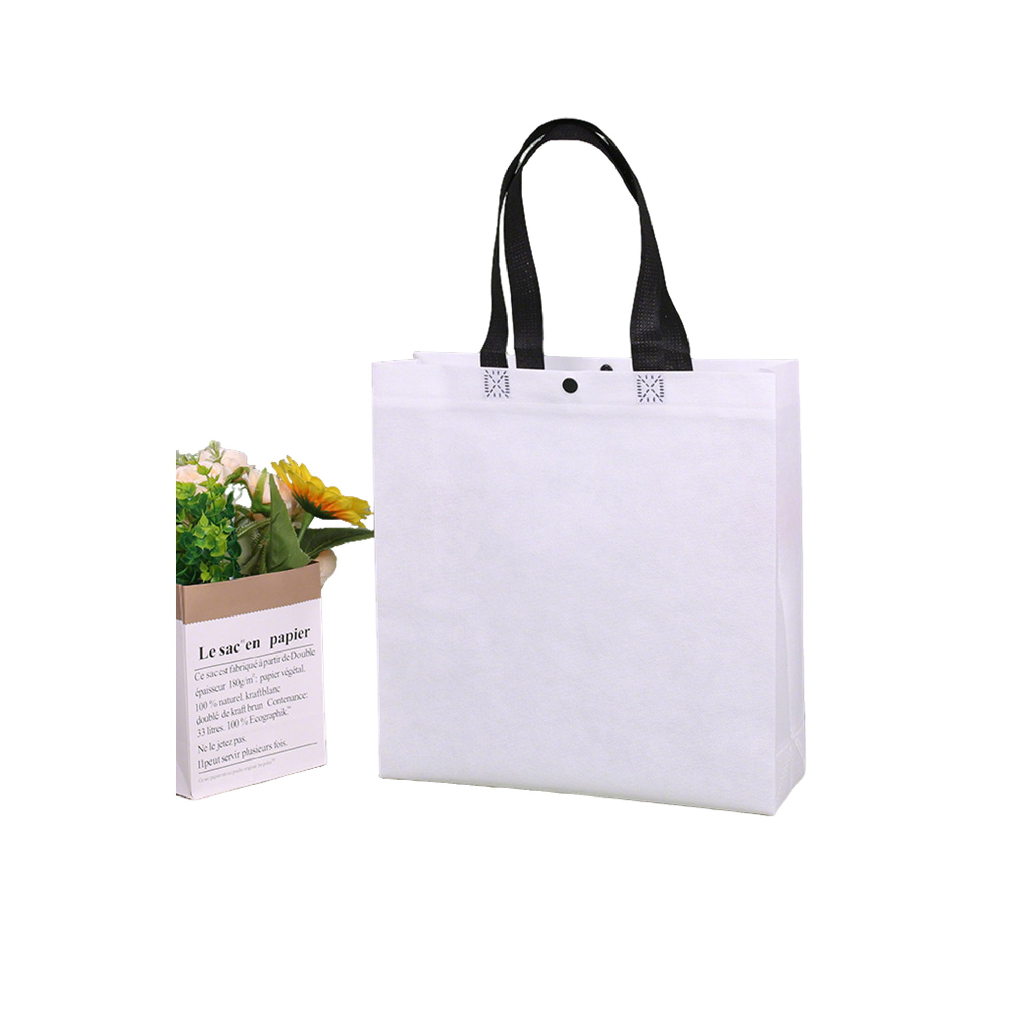 Nonwoven Fabric Tote With Concealed Closure 9 x 4 x 9.8" 12