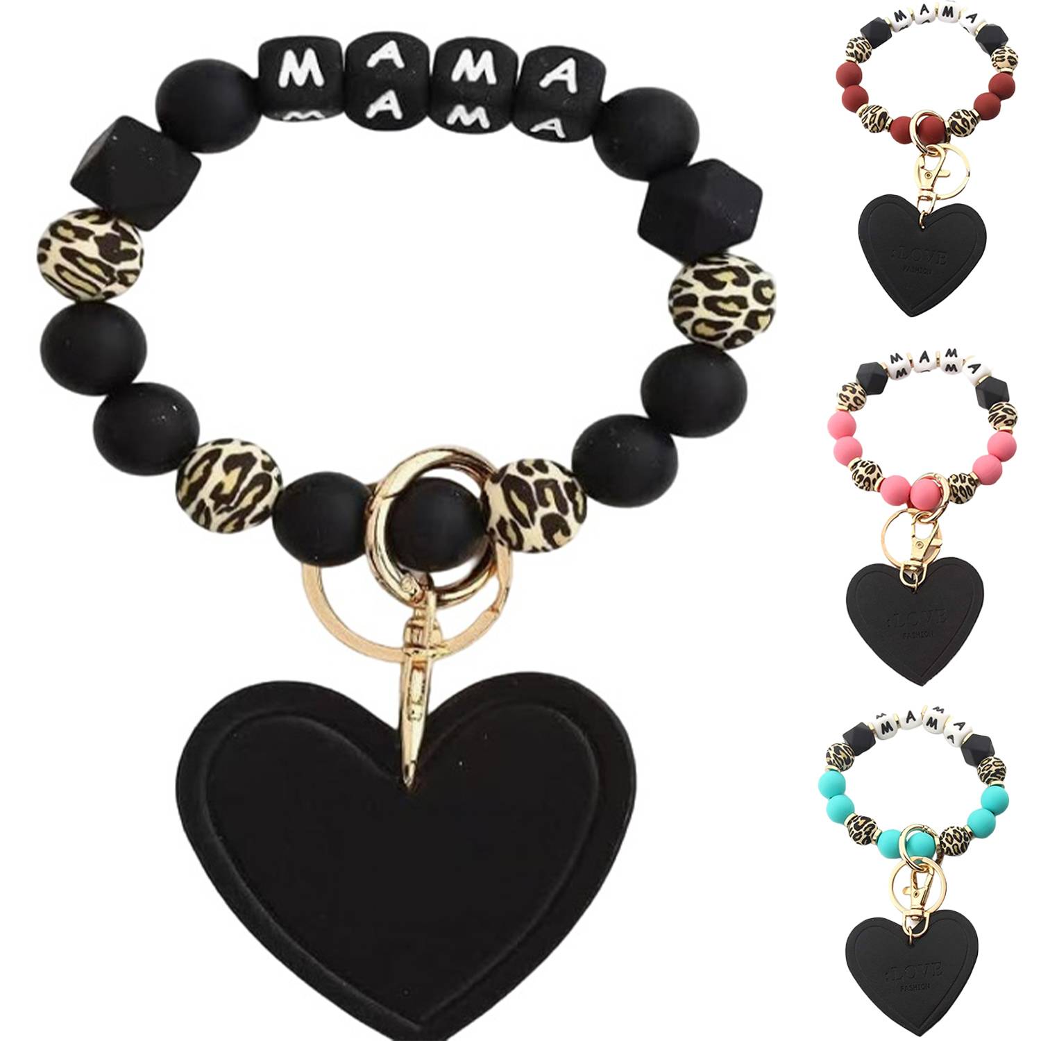 Silicone Beaded Bracelet Keychain 4