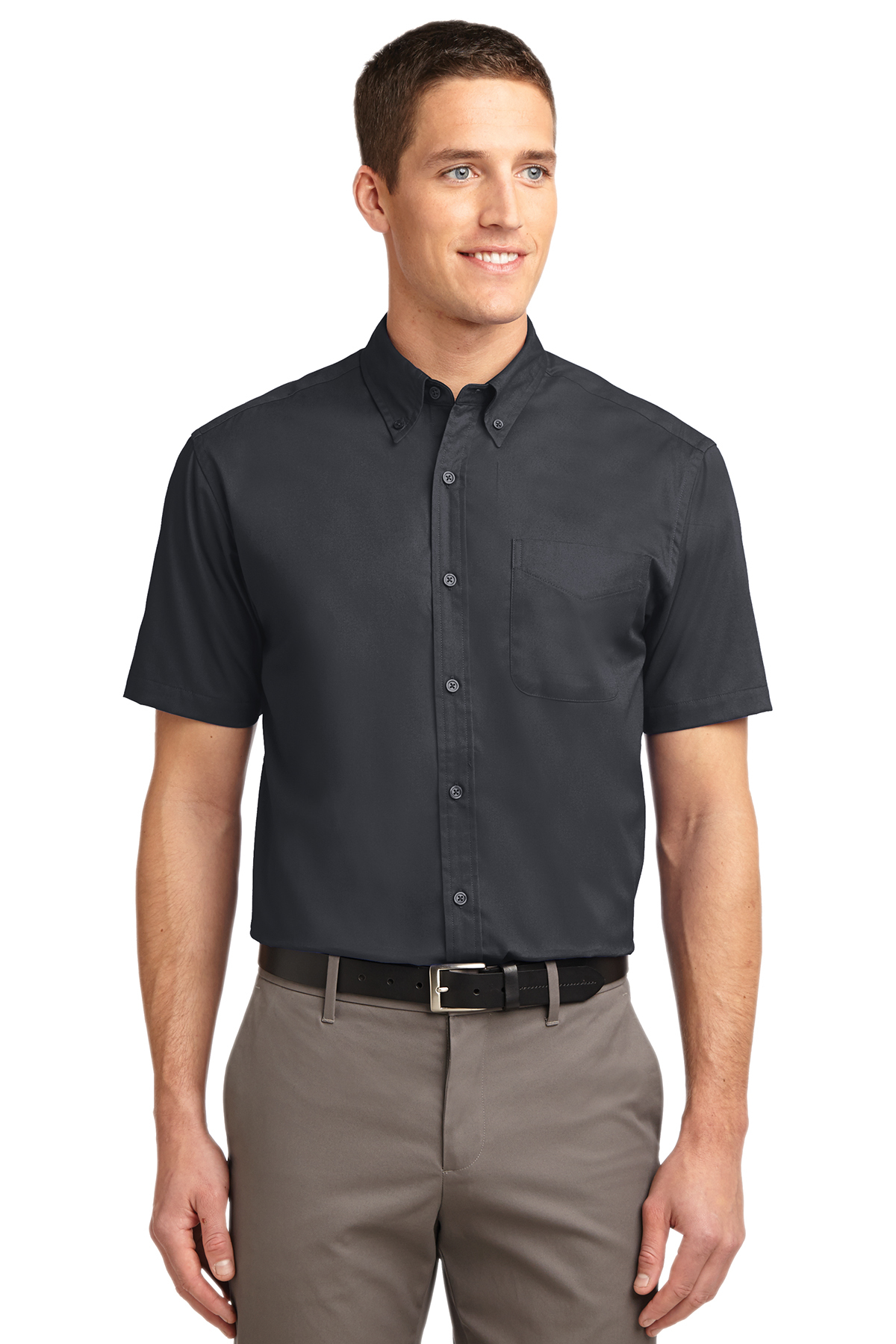 Men's Short Sleeve Oxford Button-Down Easy Care Shirts 4