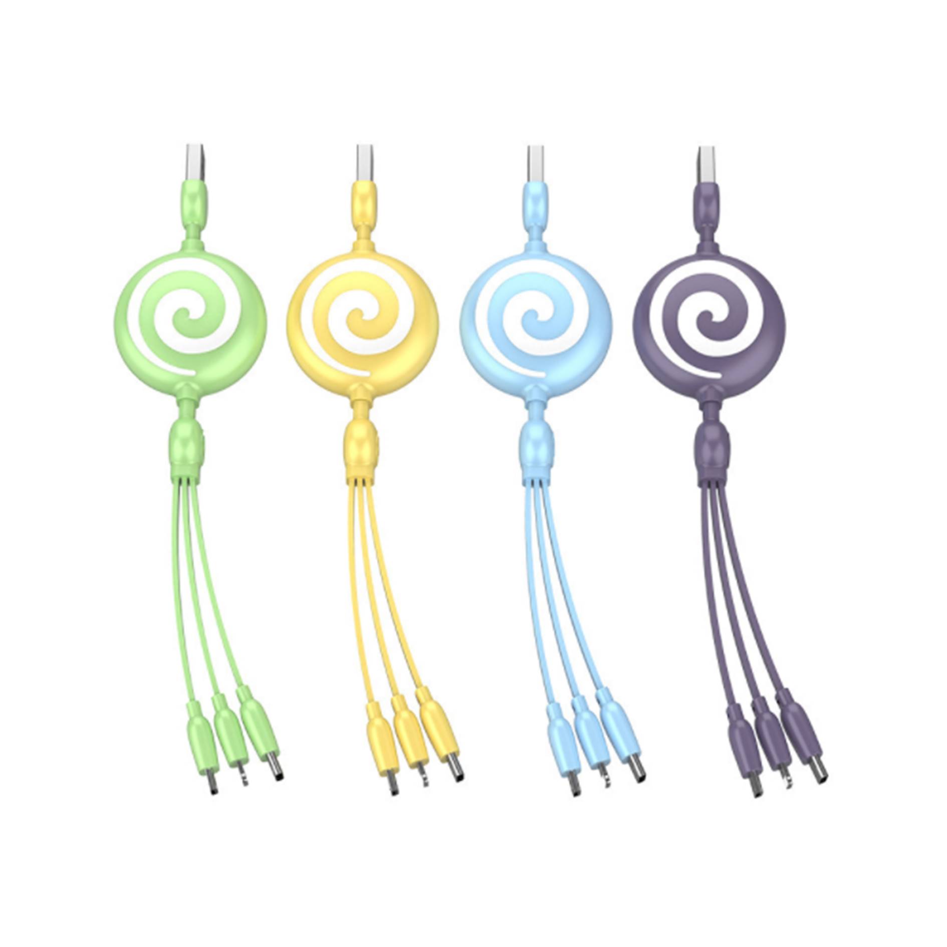 Lollipop Shape Stretch 3 in1 Micro Usb Charging Data Cable 3