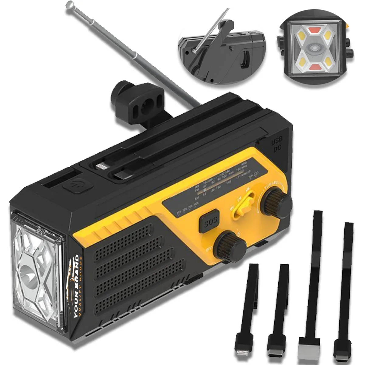 6000mAh Battery Powered SOS Alarm Emergency Hand Crank Radio 2