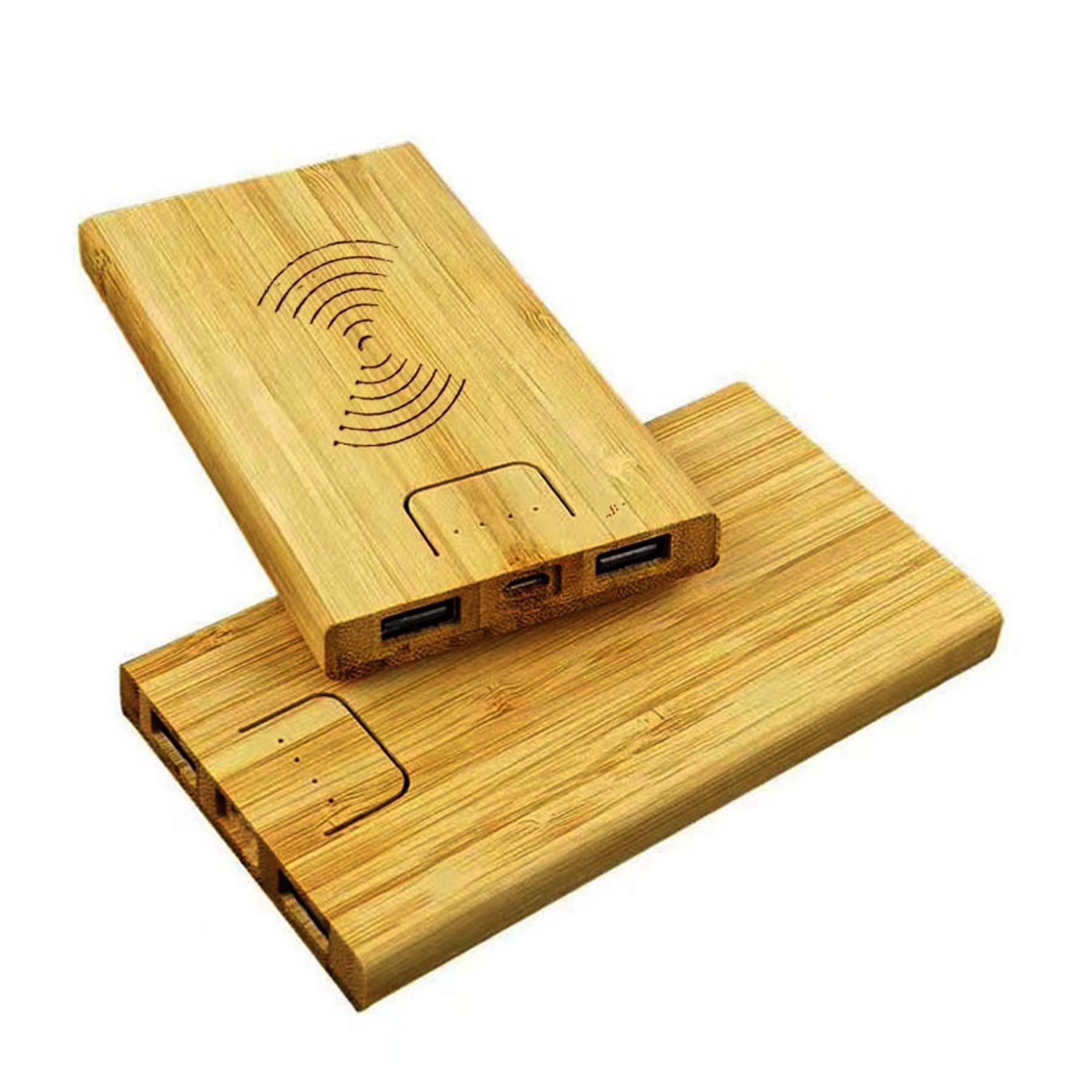 4000 mAh Wooden Power Bank with 5w Wireless Charger 5