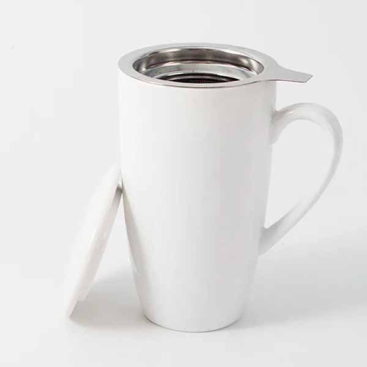 15 oz Porcelain Tea Mug with Infuser and Lid 2