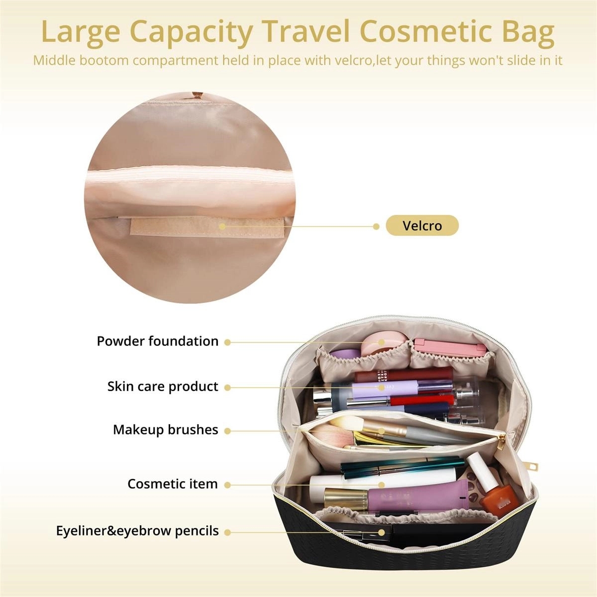 Portable PU Leather Waterproof Cosmetic Bag 4