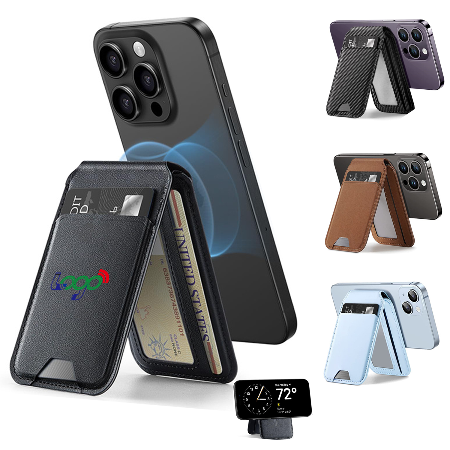 Vegan Leather Magnetic Phone Wallet with Stand 2