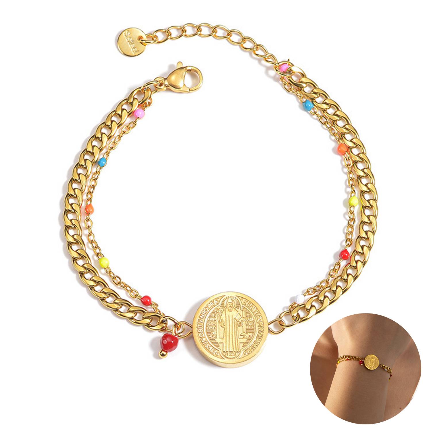 Stainless Steel Handmade Portrait Pendant Bracelet 2