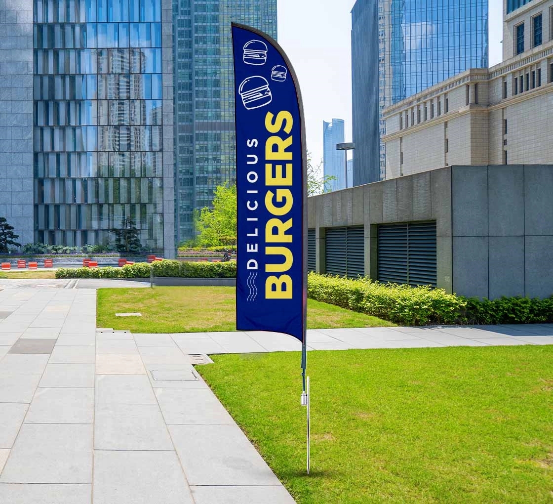 1.55' x 5.5' Blade Flags Single sided Package w/Spike base 2