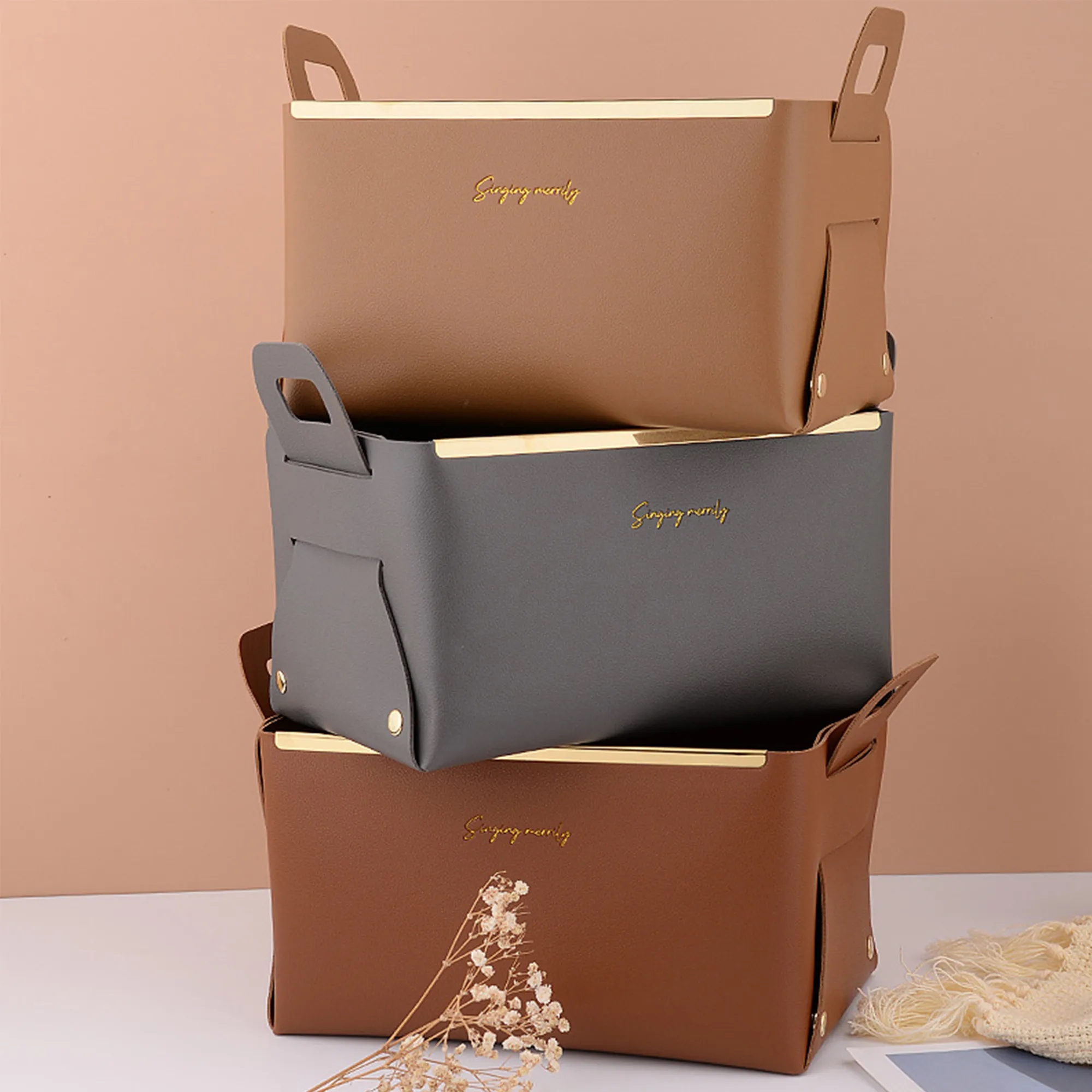 Leather Foldable Storage Basket 6