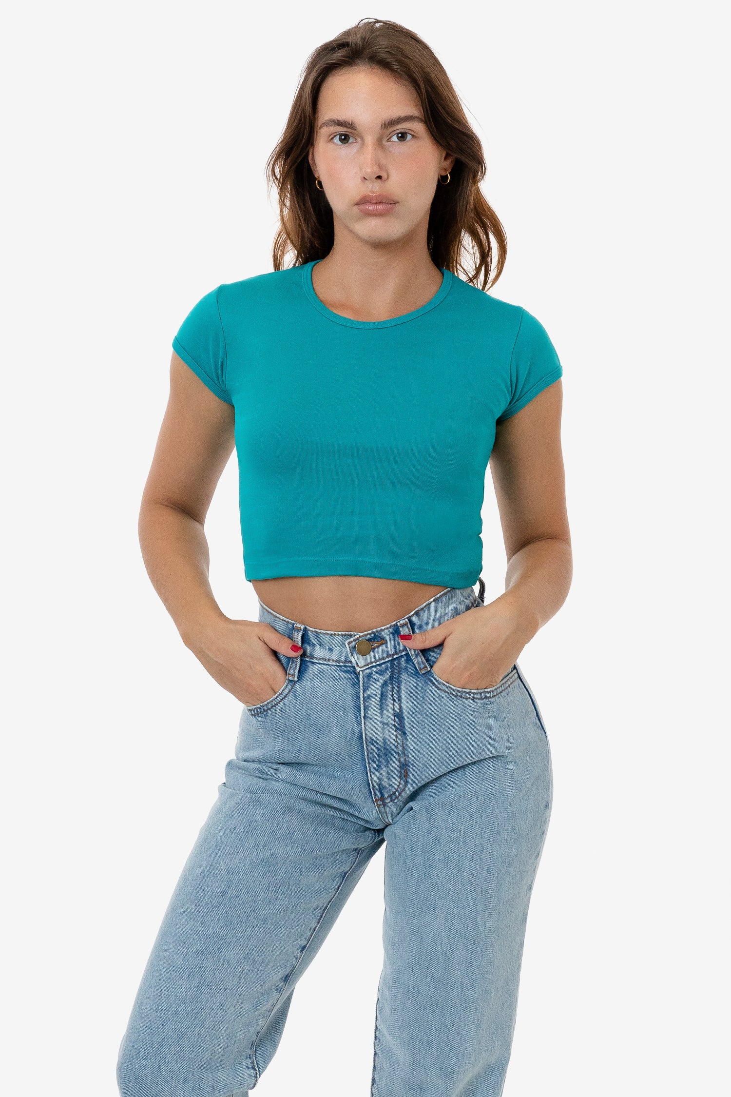 BABY RIB CAP SLEEVE CROP TOP 17