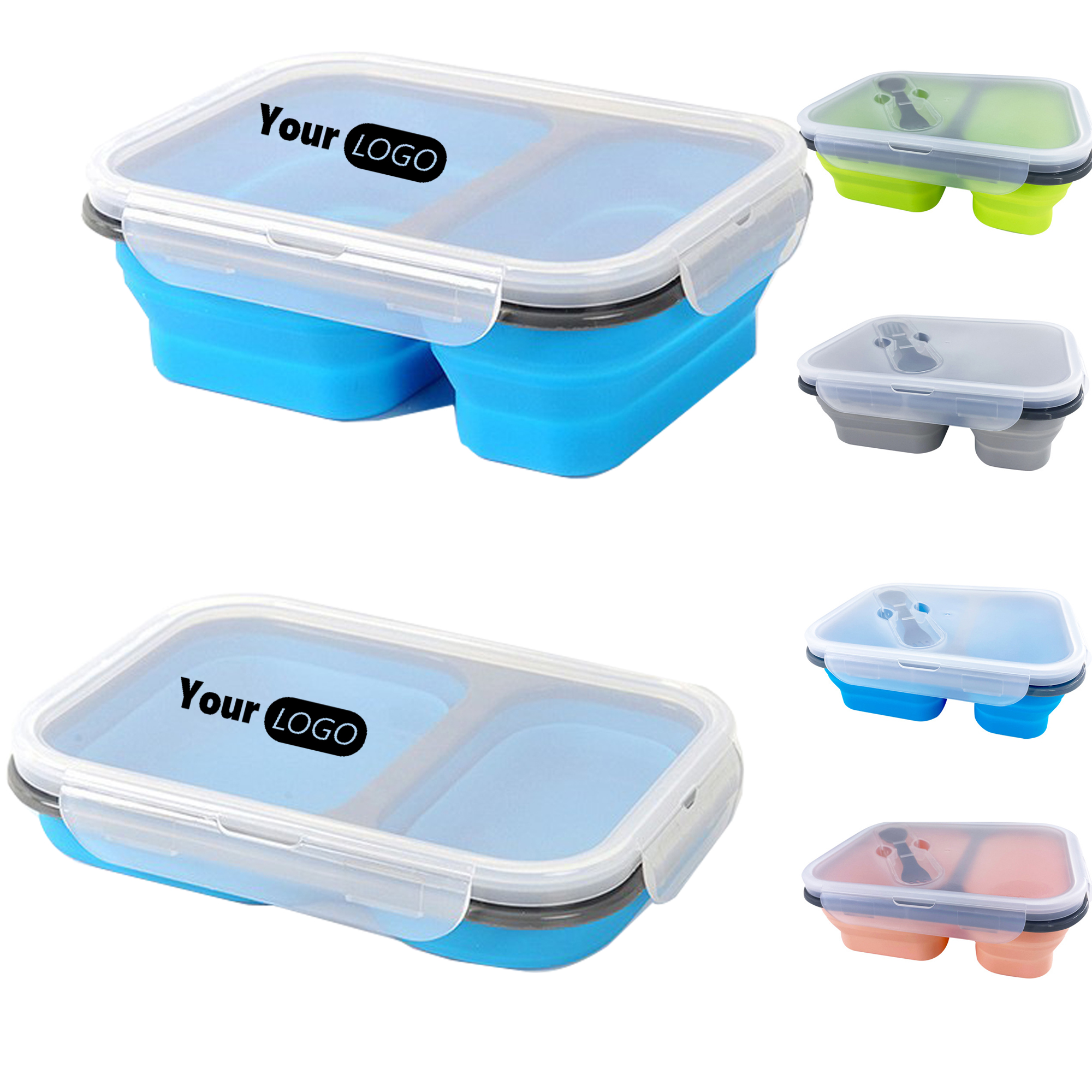 Compact Lunch Box with Fun Design and Fork Spoon Set 2