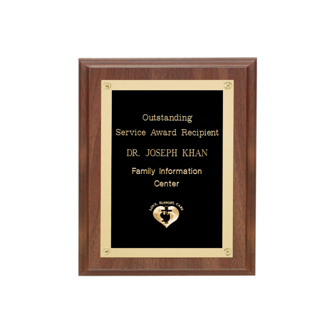 Walnut Finish Plaque w/Rosettes 3