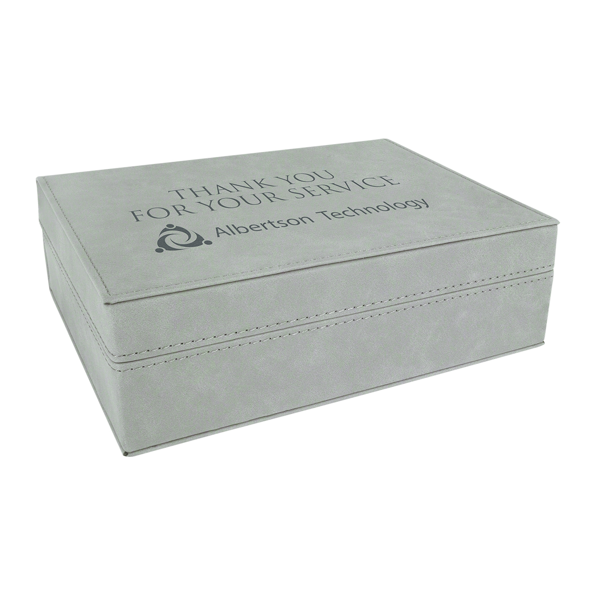 8" x 6 3/8" Gray Leatherette Premium Gift Box