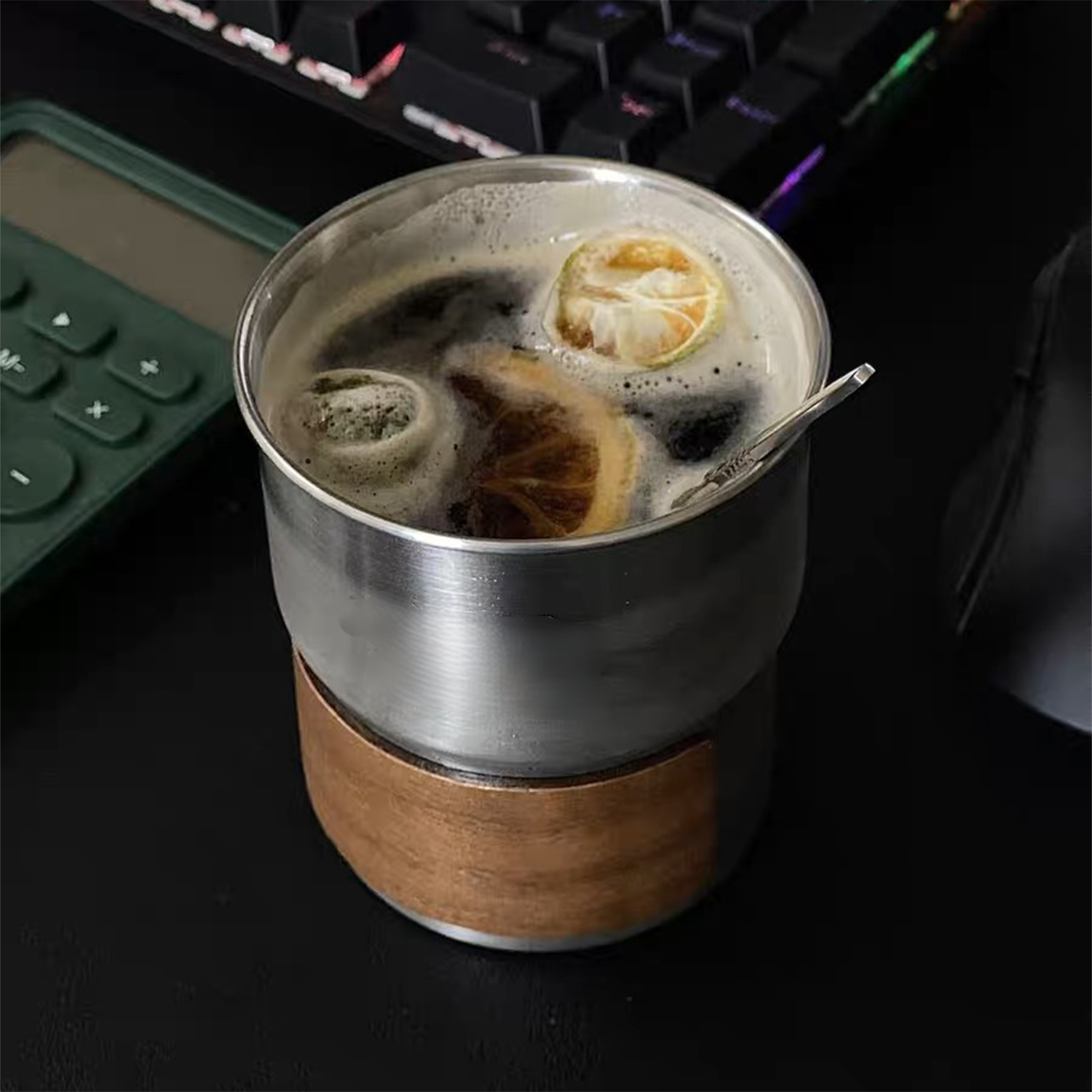 10oz Wooden Sleeve Stainless Steel Straw Cup 5