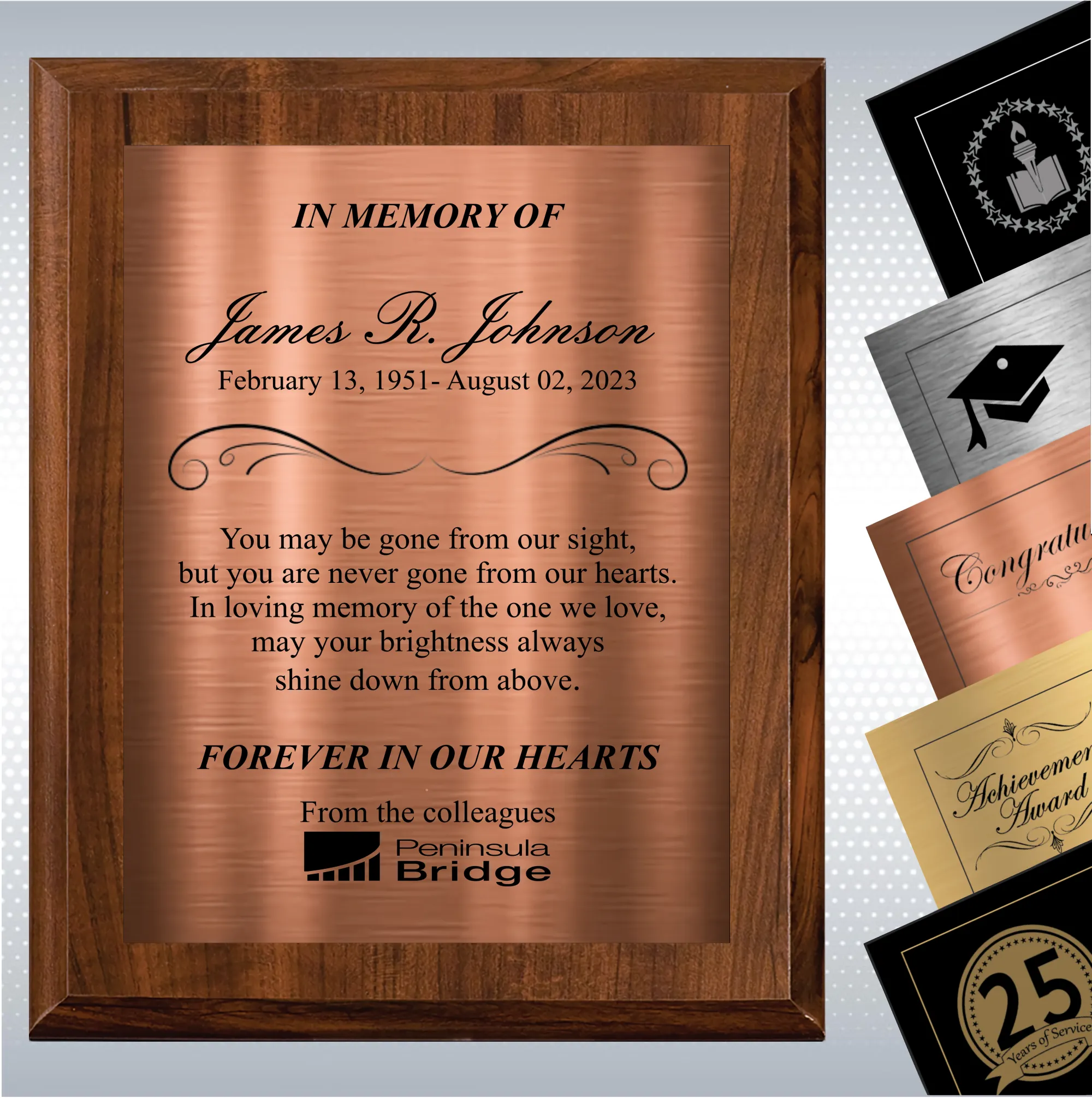 Cherry Finish Personalized Memorial Gift Aaward 6