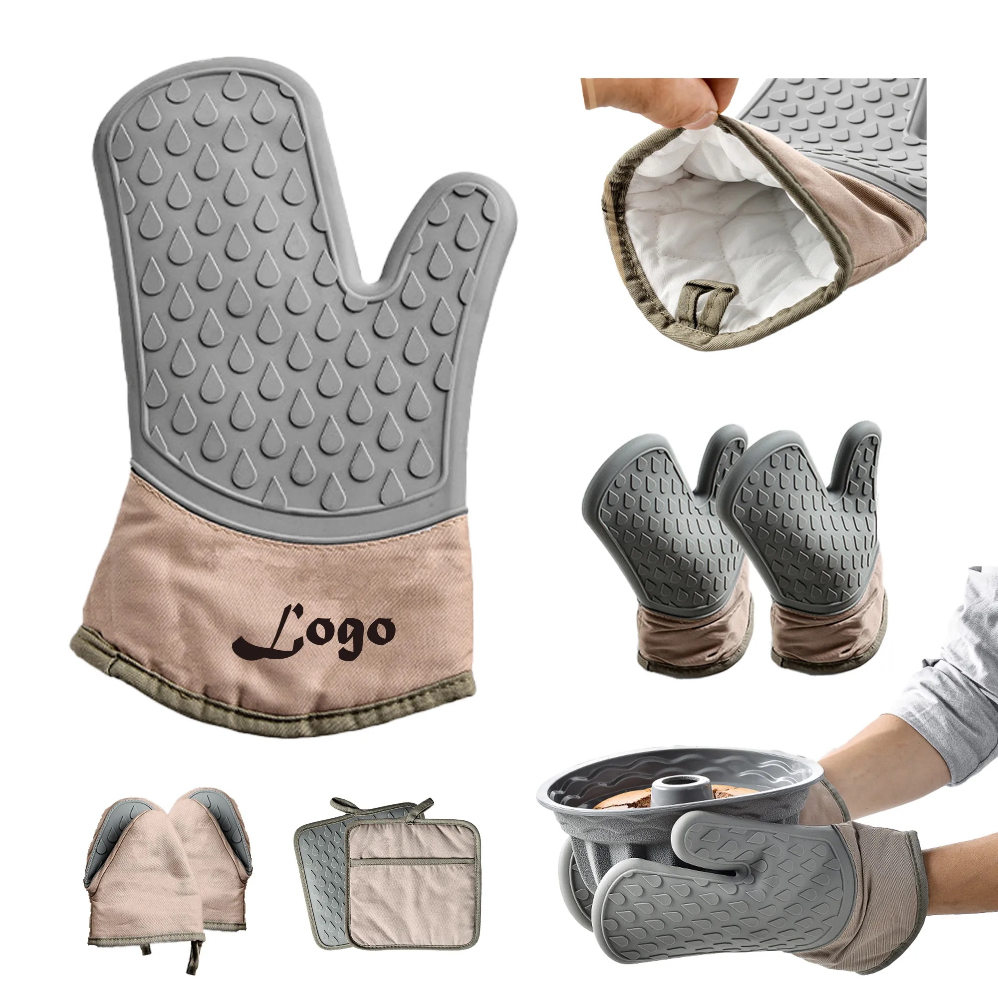 Grey Silicone Oven Mitt 3