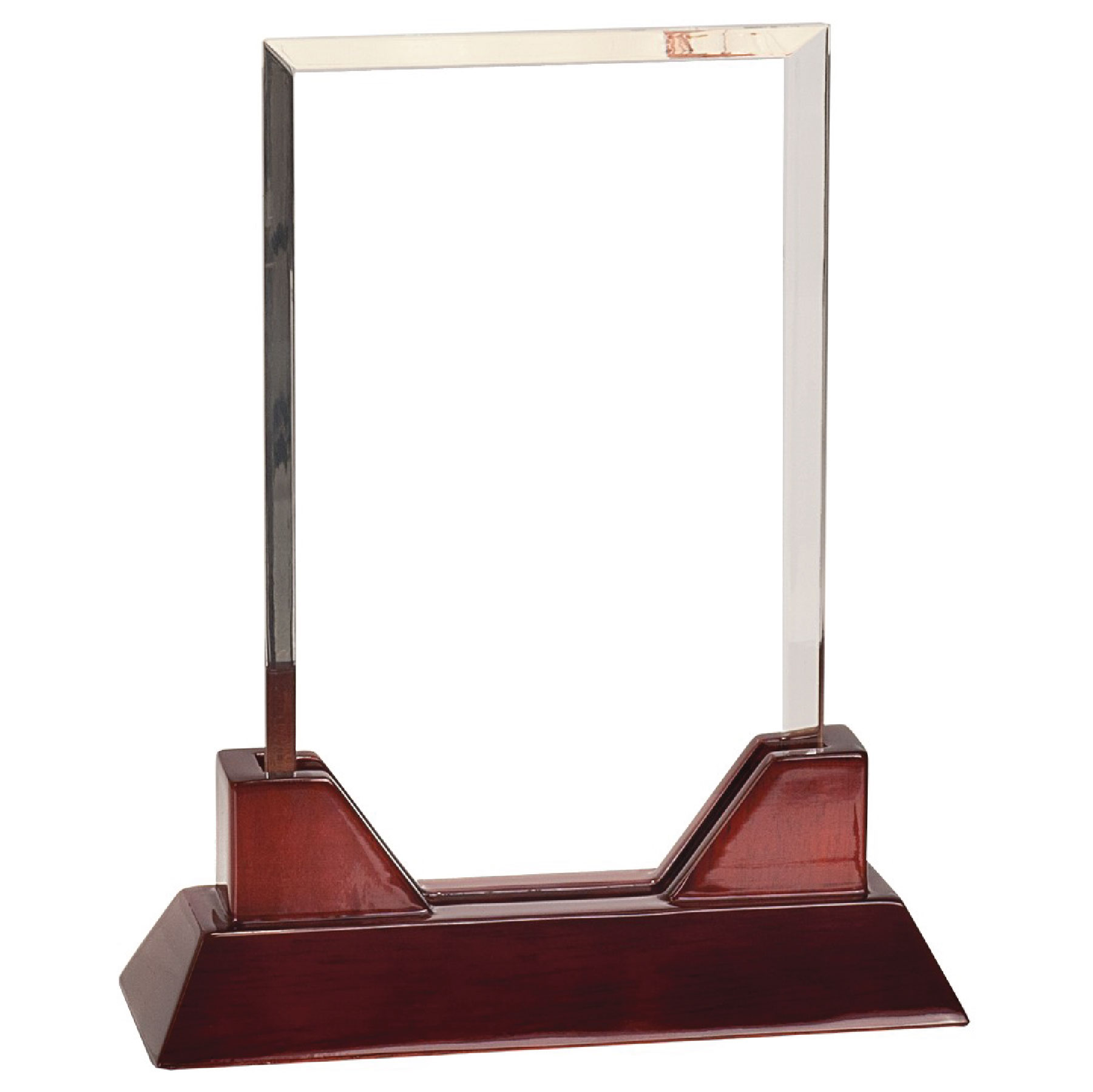 8" Rectangle Prestige Acrylic Award w/ Rosewood Piano Finish Base 3