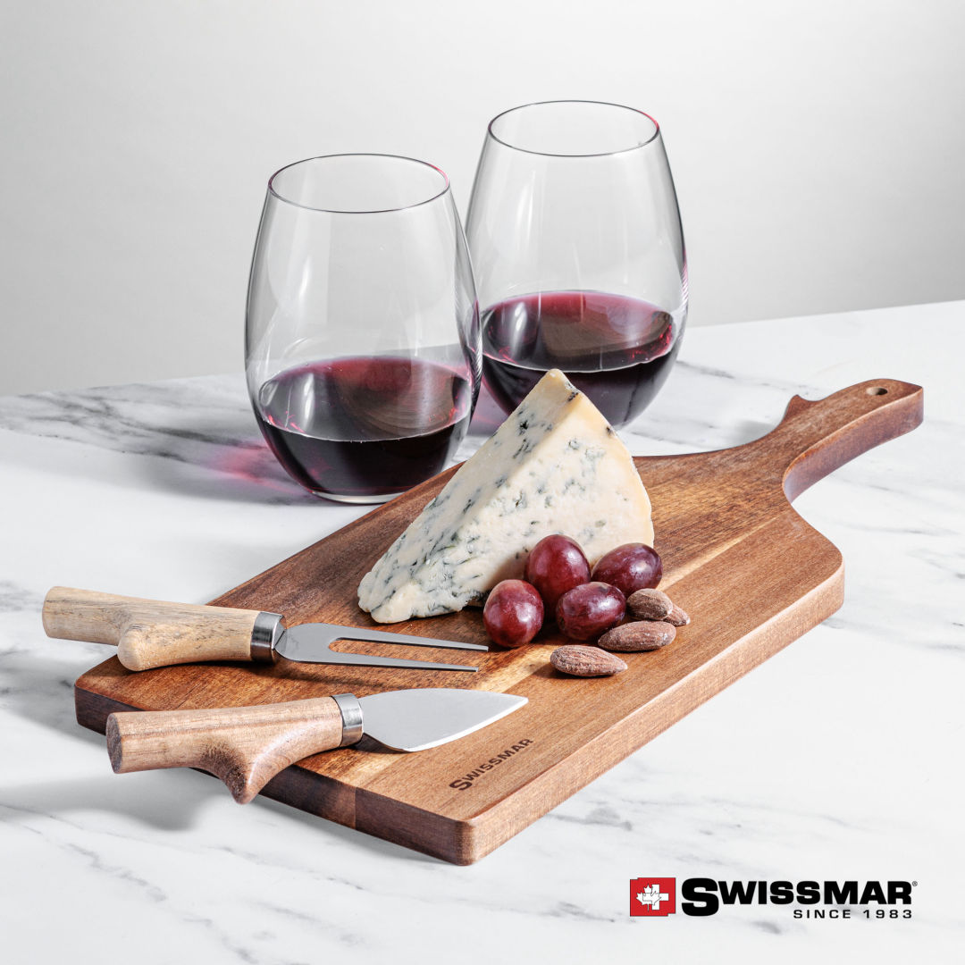 Swissmar® Paddle Board & 2 Carlita Stemless Wine 6