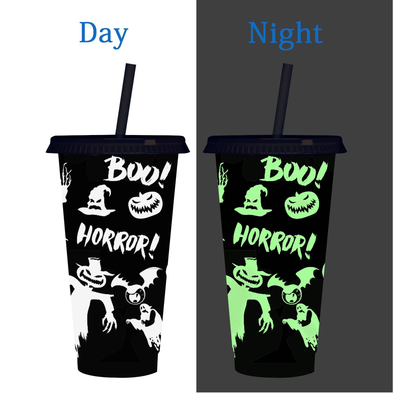 24oz Rave Nite Glow Tumbler with Lid and Straw 1