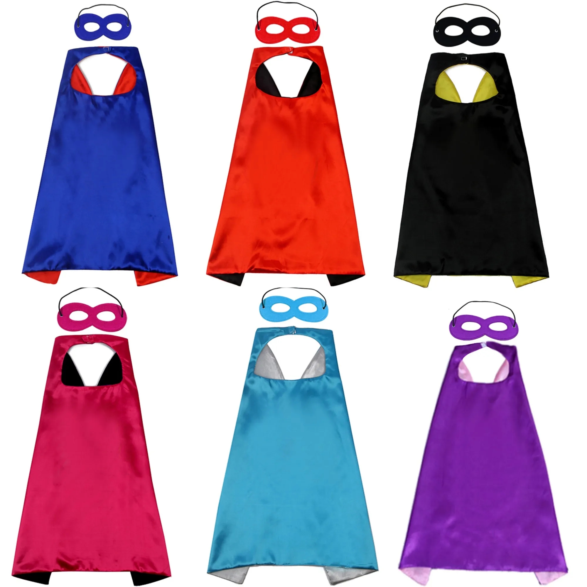 Double Layers Kid Superhero Cape with Eye Mask 4