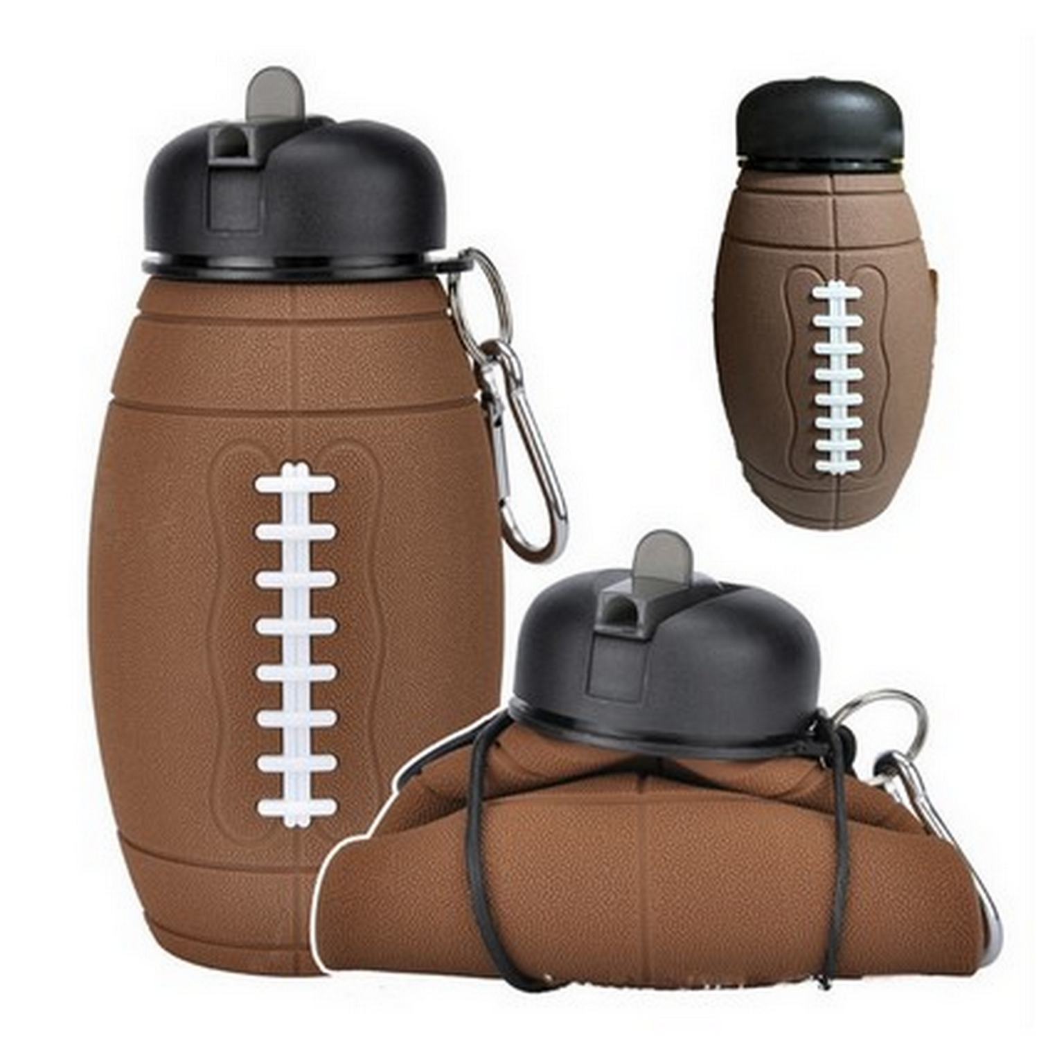 18.6oz Foldable Silicone Football Water Bottle 5