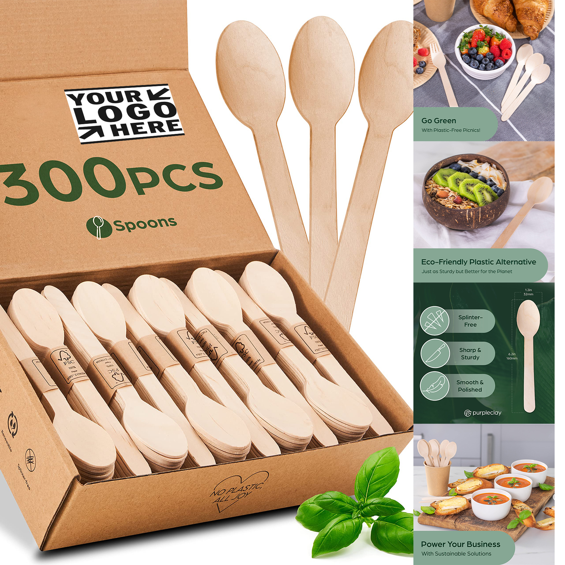 300 piece Wooden Disposable Spoons 2