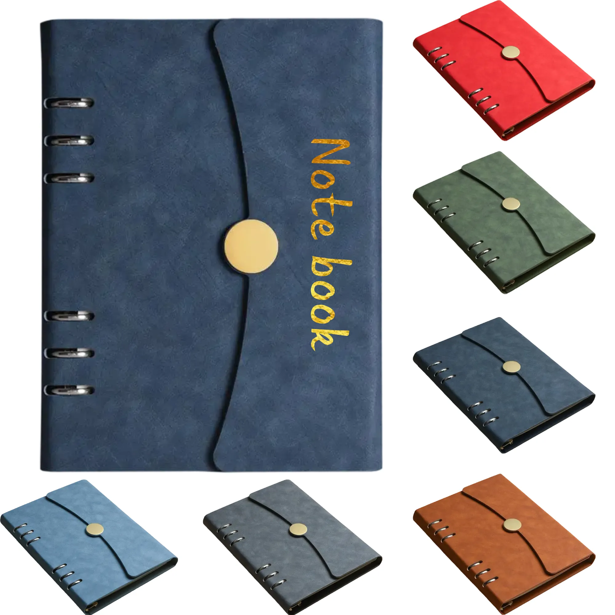 A5 soft leather business ring binder notebook