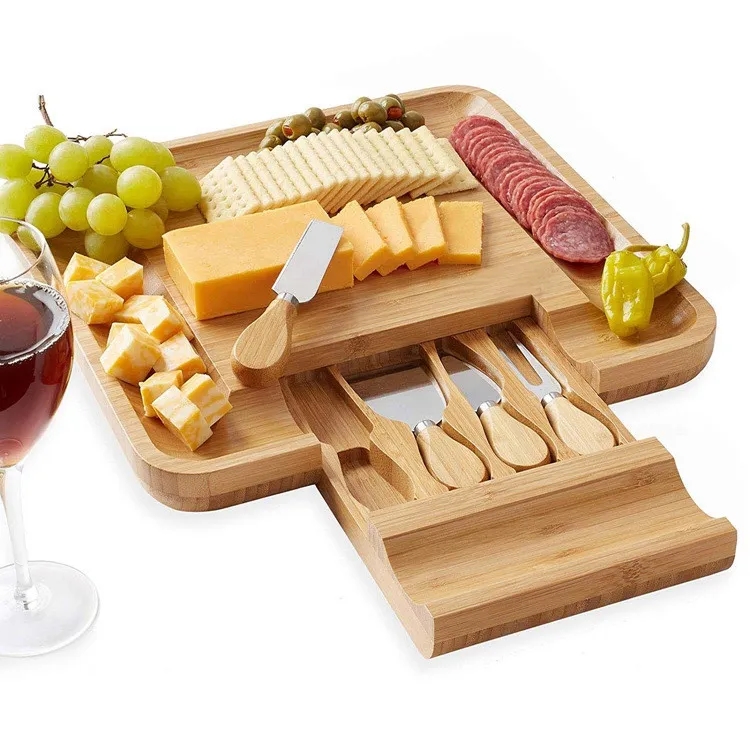 Bamboo Cheese Board and Knife Set 1
