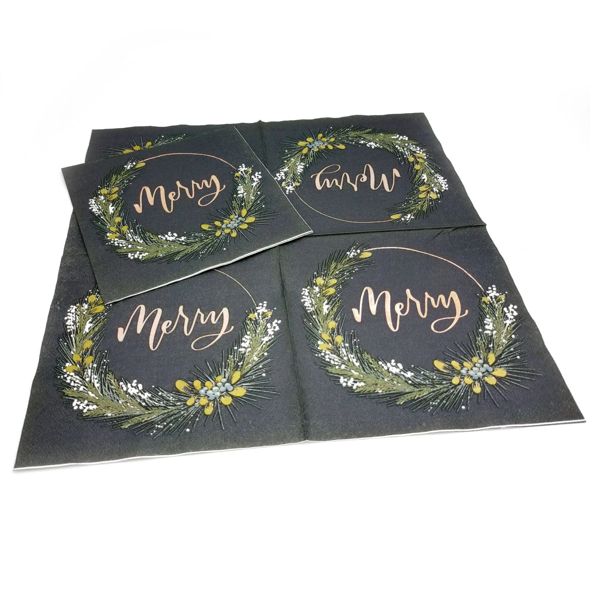 Custom Gold Foil Disposable Floral Paper Napkins 5