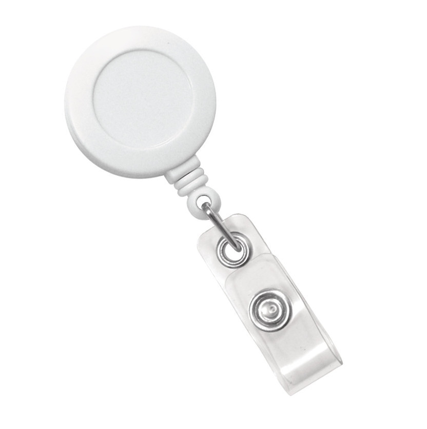 Custom Round Plastic Clip-On Badge Reel (White) 1