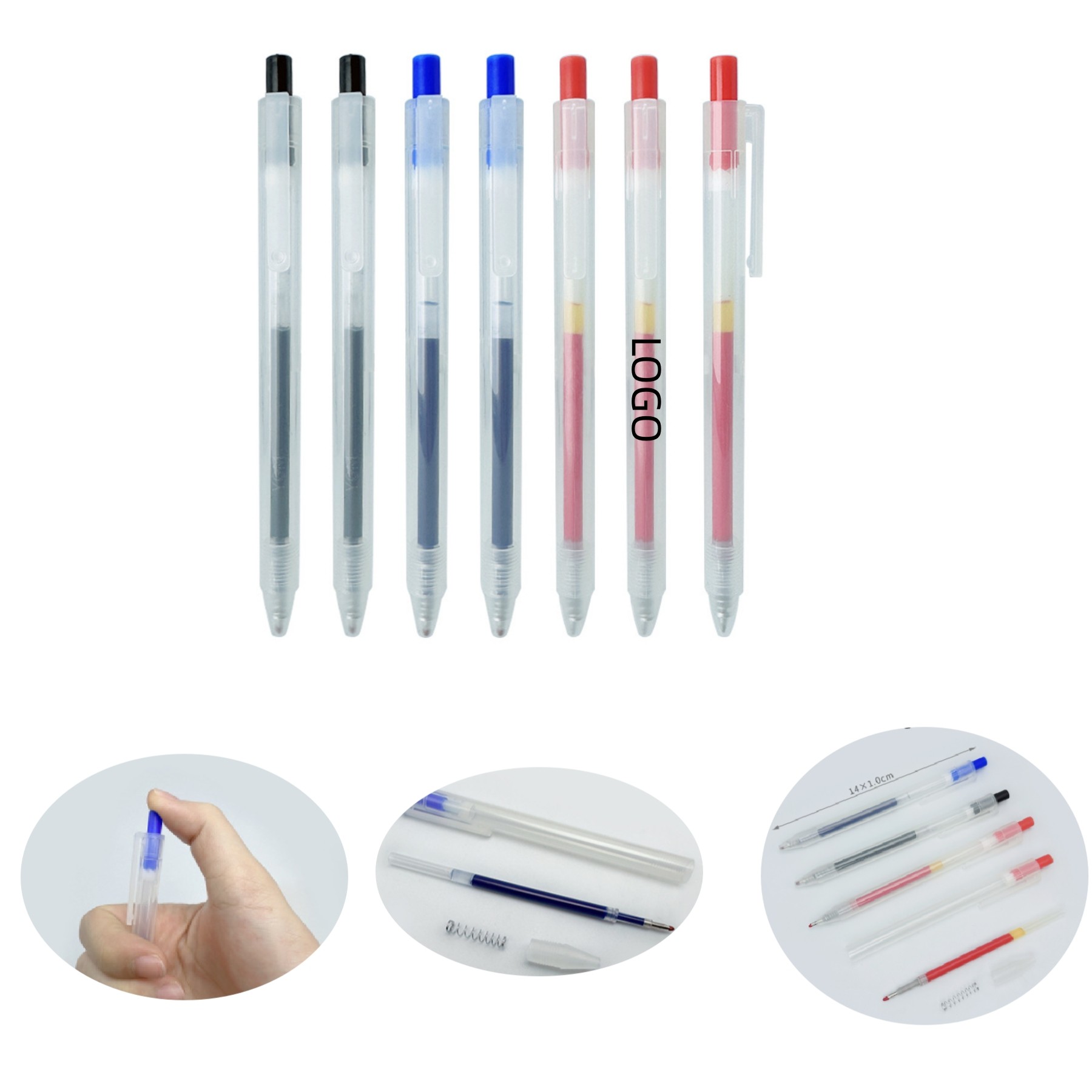 Clear press type gel pen