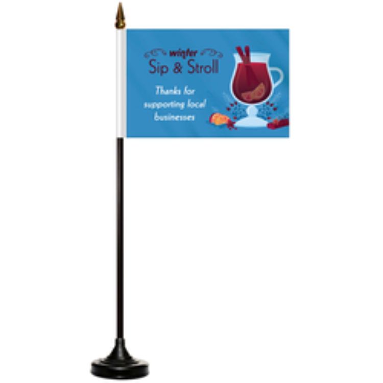 4" x 6" Single Reverse Stick Flag with Black Plastic Weighted Base 7