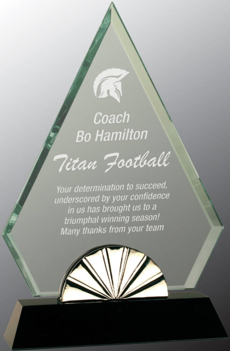 9" Diamond Horizon Glass Award with Black Base