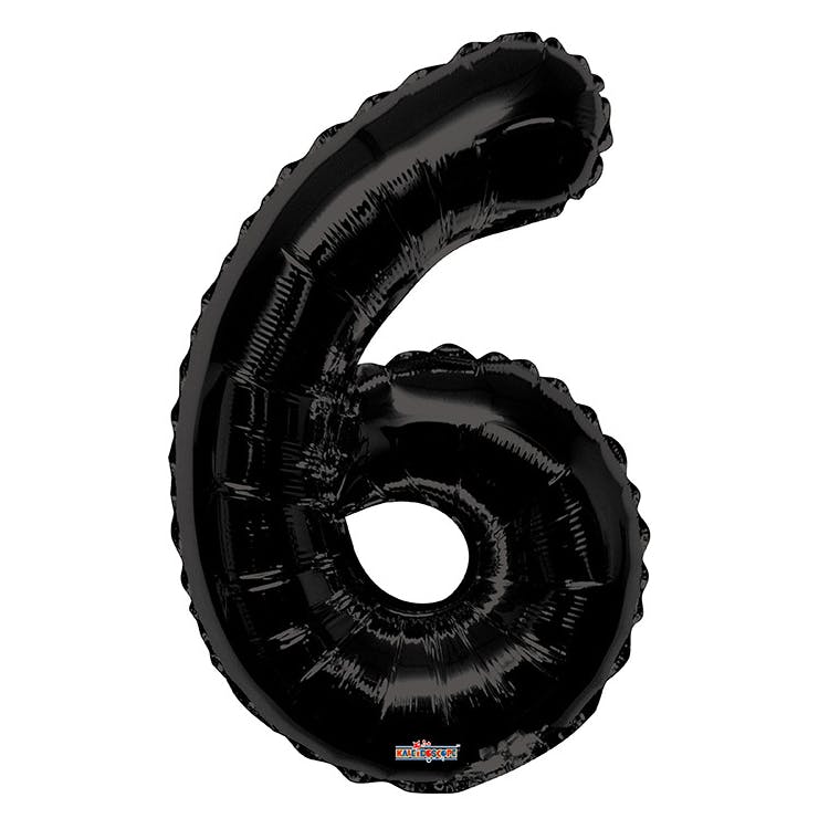 Mylar Number 6 Balloons - Black 34" 2