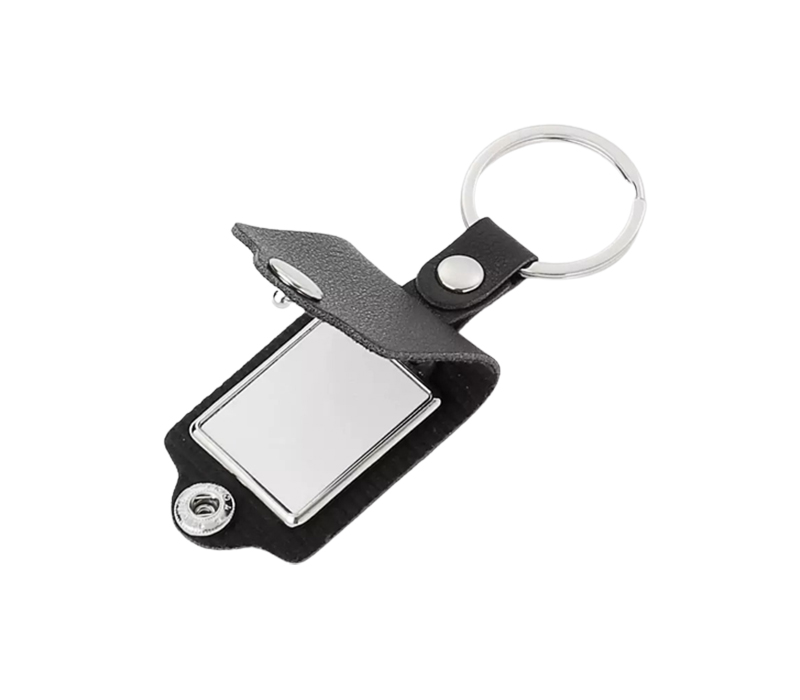 Leather Photo and Metal Keychain 2