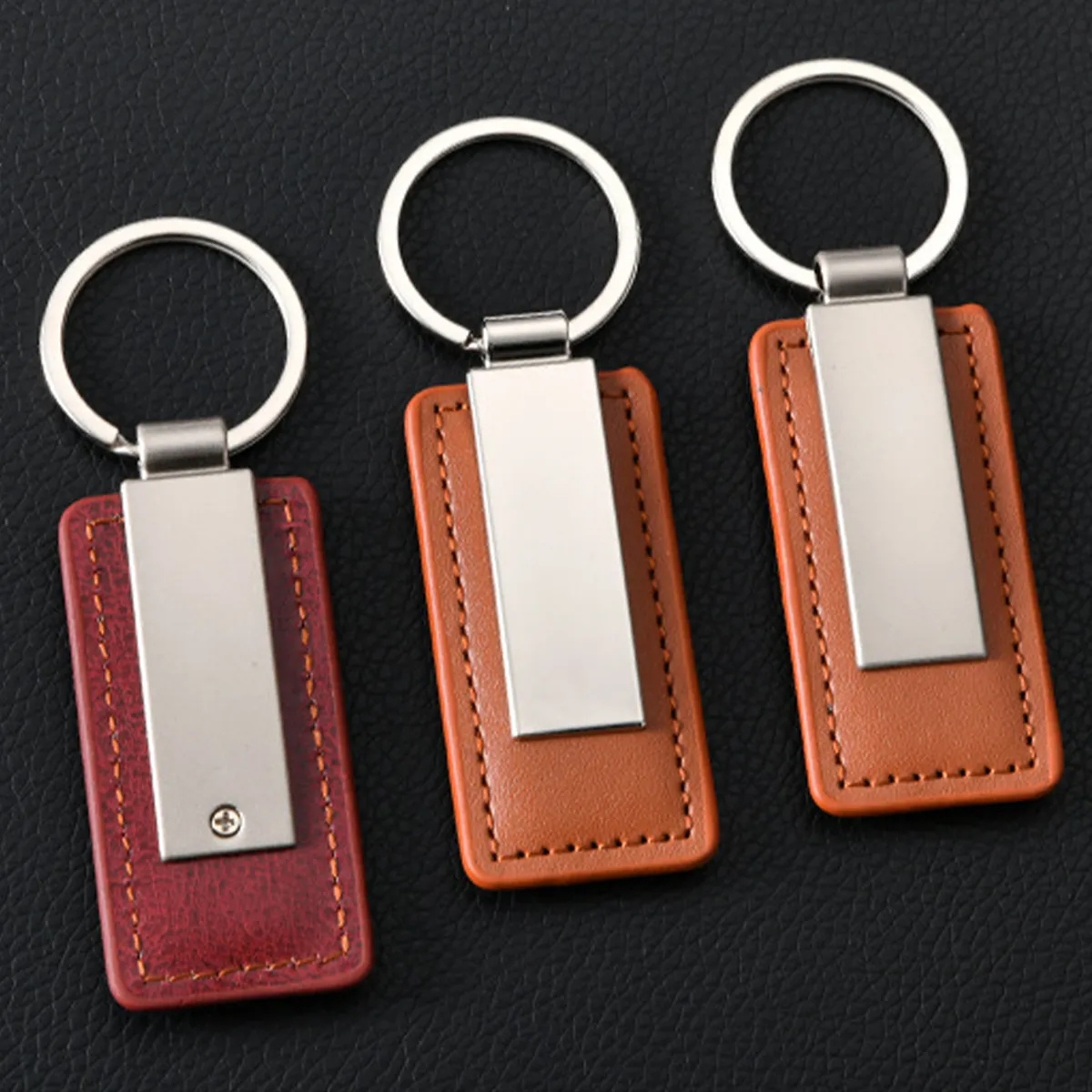 Leather Key Ring Chain Handmade Metal Custom Business 2