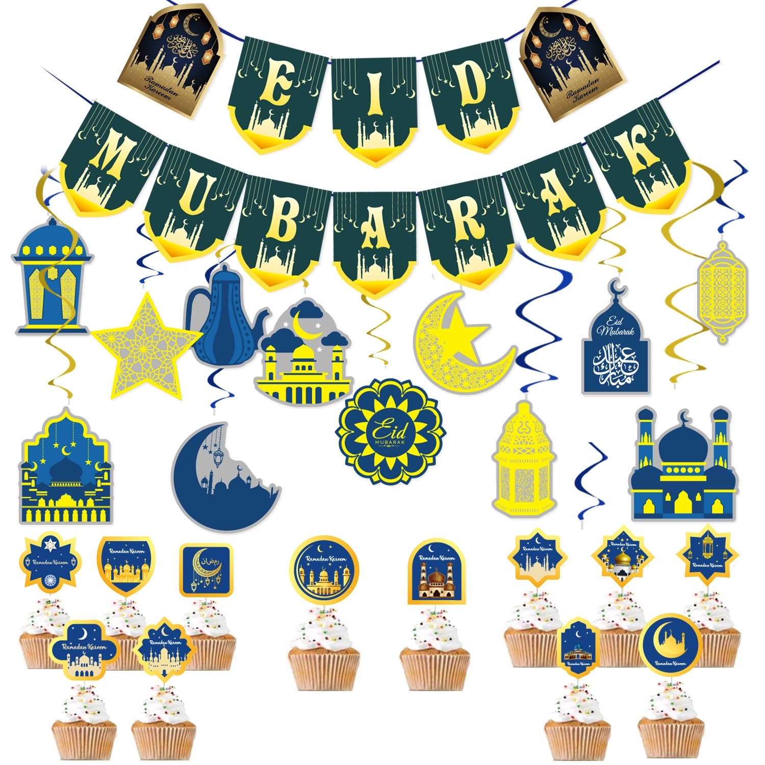 Muslim EID MUBARAK flag pulling star moon spiral Islamic Ram 3