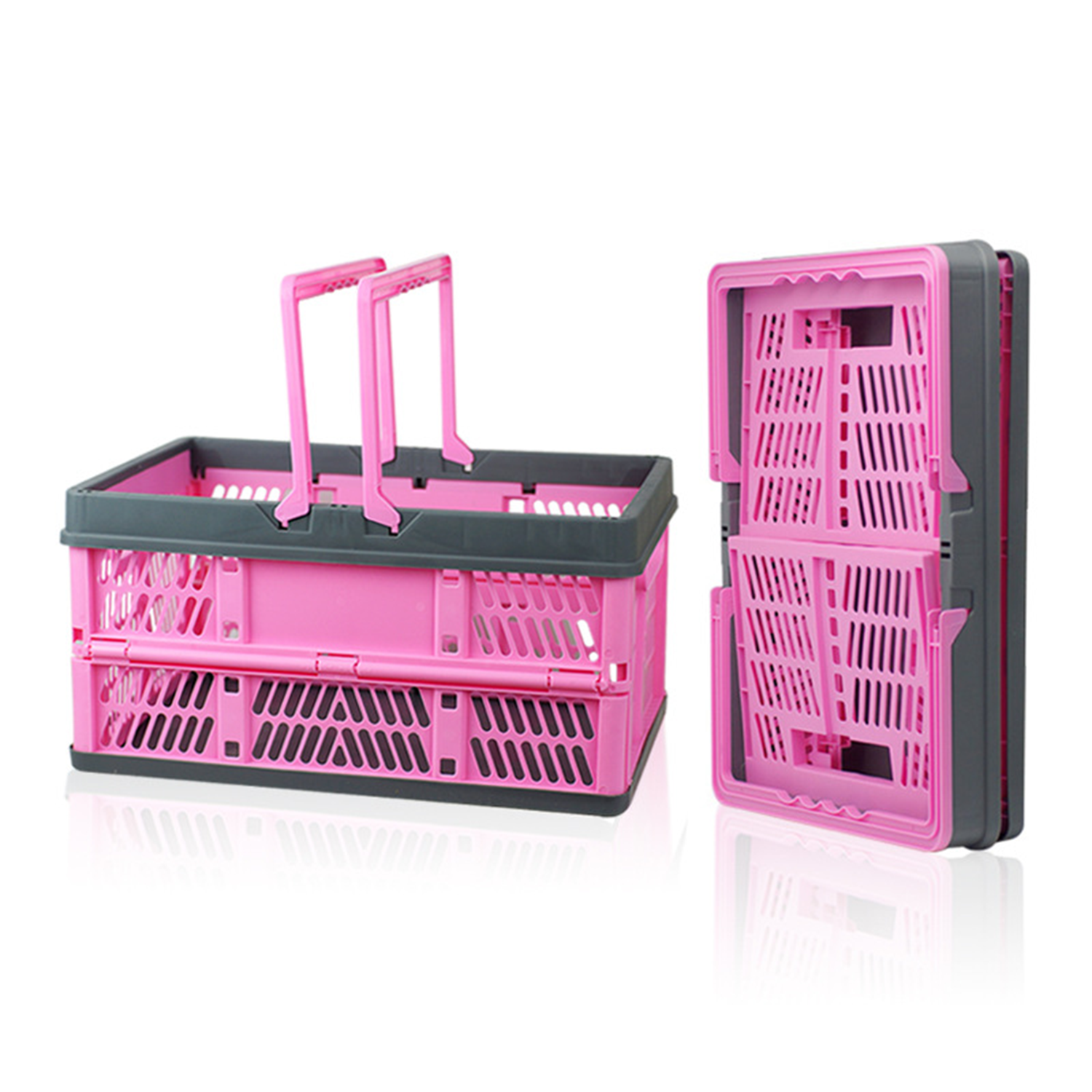 Foldable Plastic Storage Basket w/ Handle 5