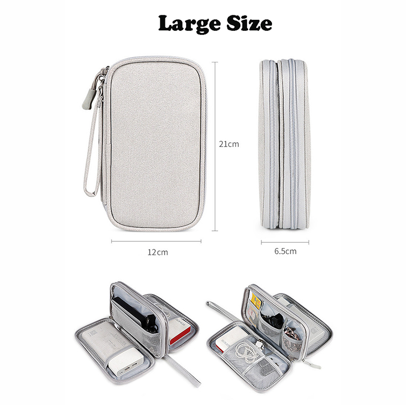 Large Waterproof Double-Layer Travel Cable Organizer Bag Electronic Accessories 22