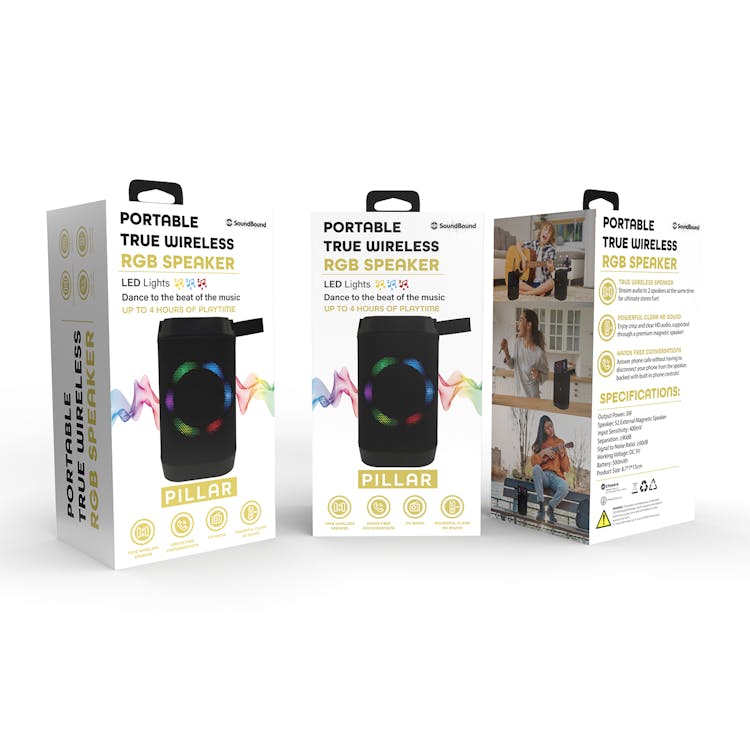 Portable Bluetooth Speakers - Black RGB Lighting 2