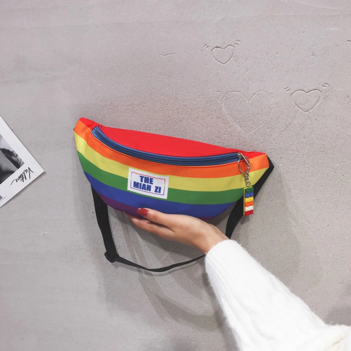 Custom Rainbow Stripe Fanny Pack Waist Bag 4