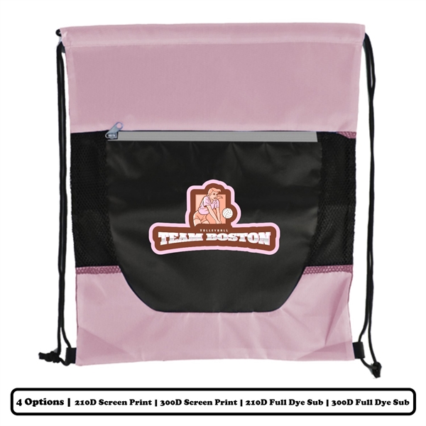 Sublimation Horizontal Multi-Panel Polyester Drawstring Bag 2
