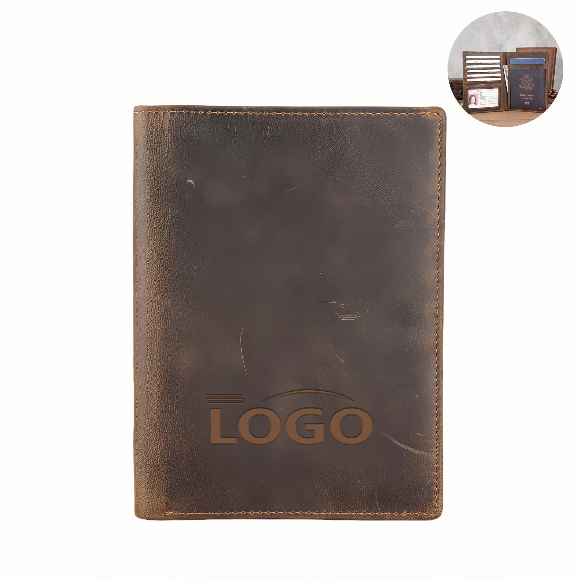 Crazy Horse Leather Passport Holder 2