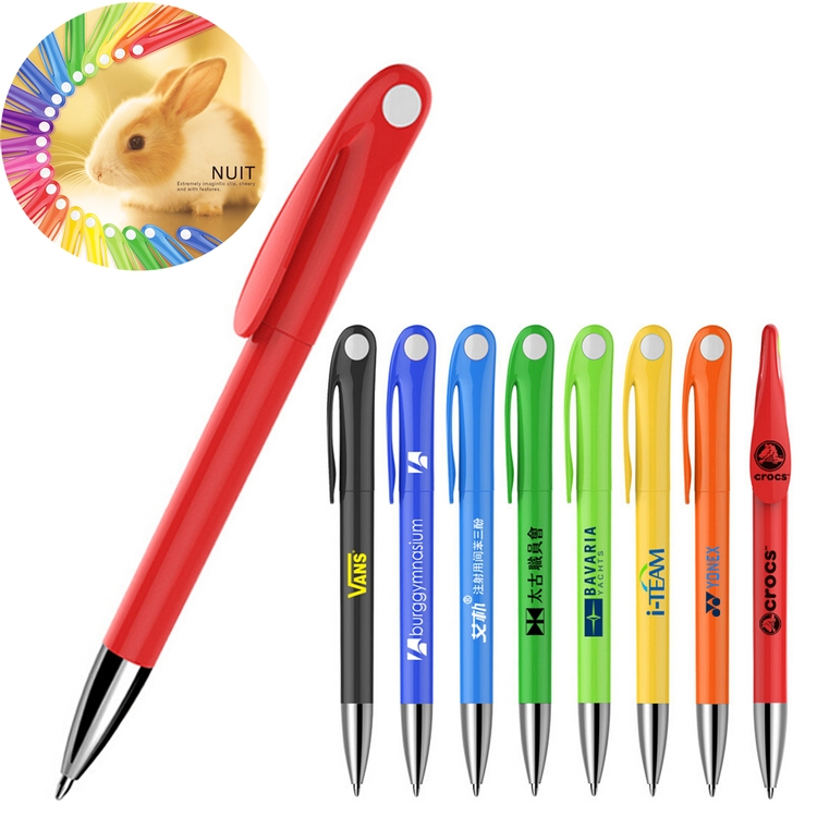 SM00087 - Durable And Delicate Swiveled Plastic Barrel Ballpoint Pen With Pocket Clip