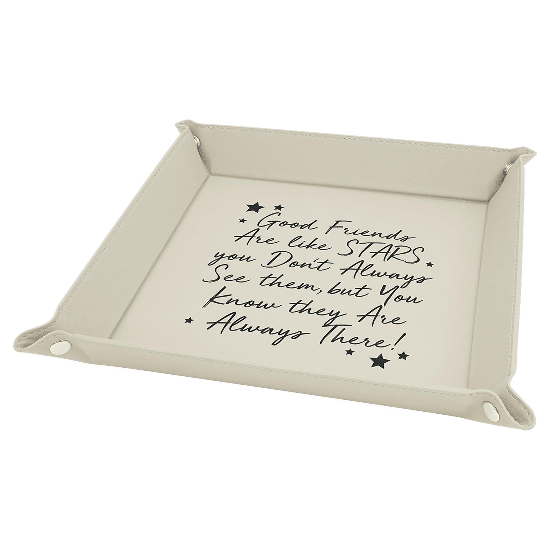 9" x 9" White/Black Leatherette Snap Up Tray with Silver Snaps 2