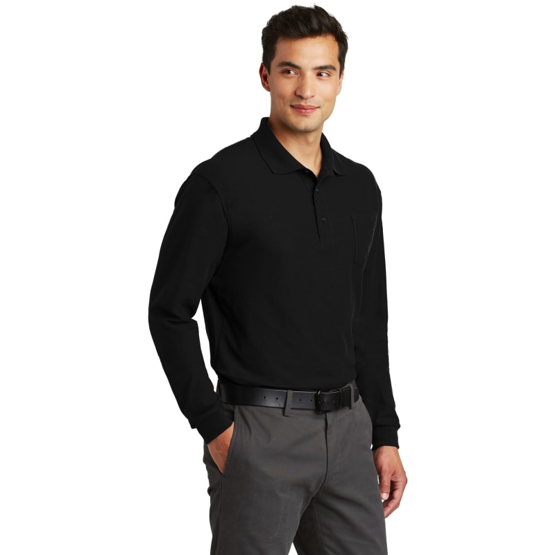 Port Authority Long Sleeve Silk Touch Polo With Pocket. 6