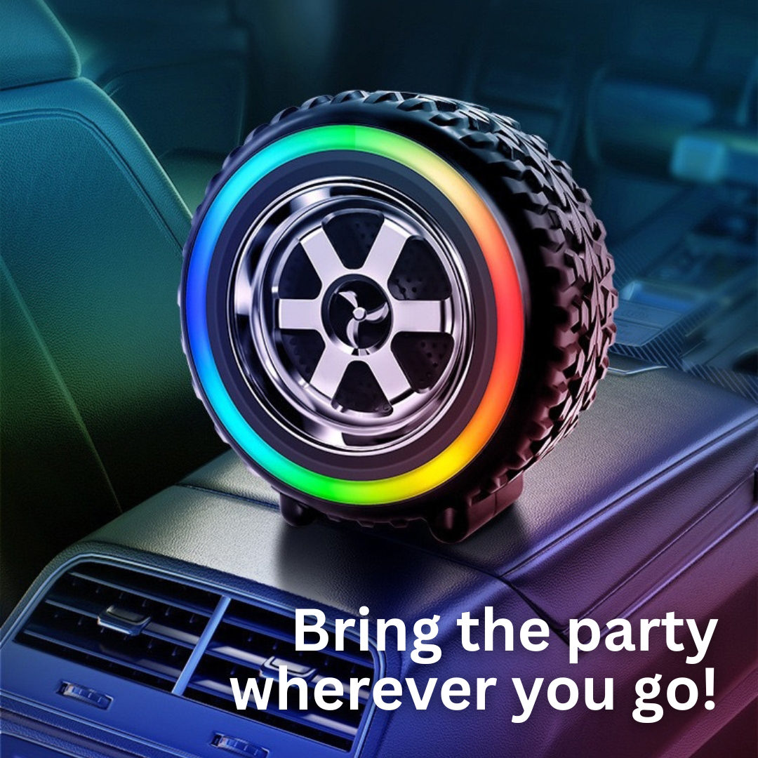 SonicWave Drive Tire-Shaped Bluetooth Speaker with LED Lights 1